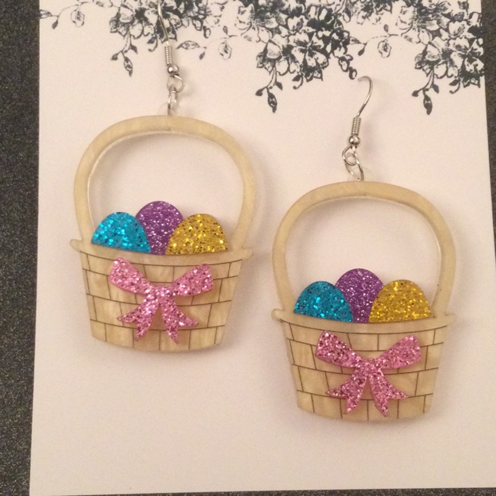Eggs in a Basket Easter Earrings